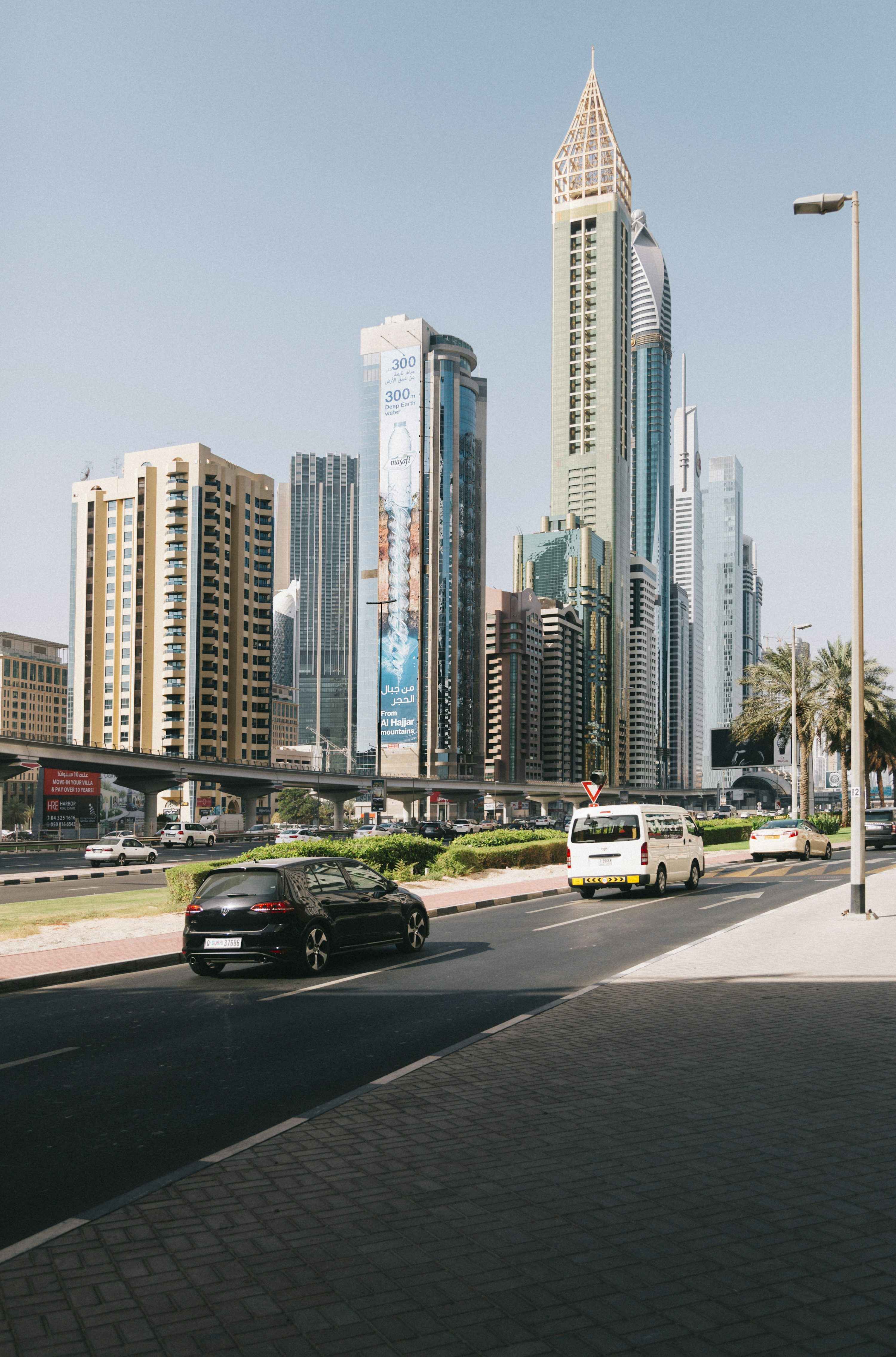 Dubai city road with vehicles